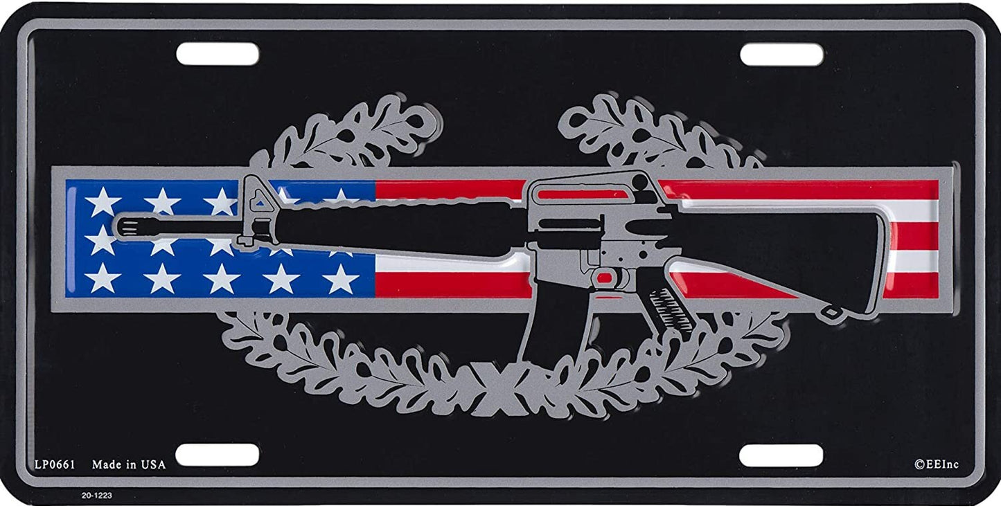 ARMY Combat Infantryman Badge CIB M16 Metal License Plate - Military Vet Veteran - United States Army Craft Supply