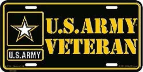 U.S. ARMY Veteran Logo Metal License Plate - Military Vet Veteran - United States Army Craft Supply