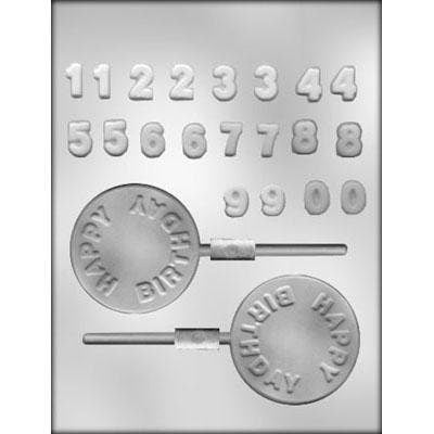 HAPPY BIRTHDAY / NUMBERS Sucker Chocolate Candy Mold -- Letters Birthday Lolly Lollipop Craft Supply