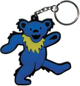 GRATEFUL DEAD Dancing Blue Bear Rubber Keychain - Rock Band Keyring Keyfob Craft Supply