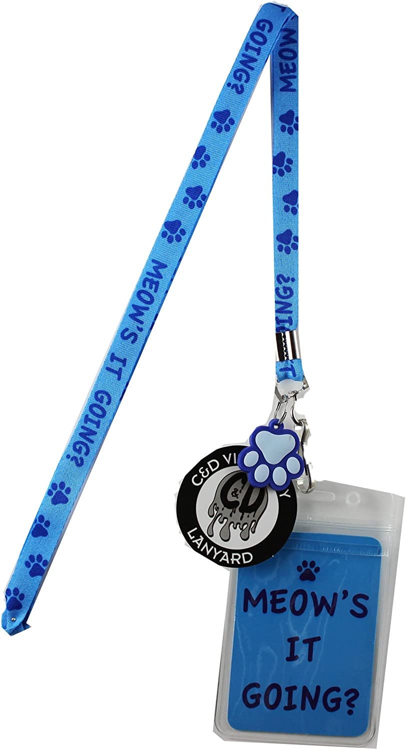 MEOWS IT GOING Lanyard Key Chain Id Badge Holder With Charm - Keyring Keyfob Keychain Funny Craft Supply