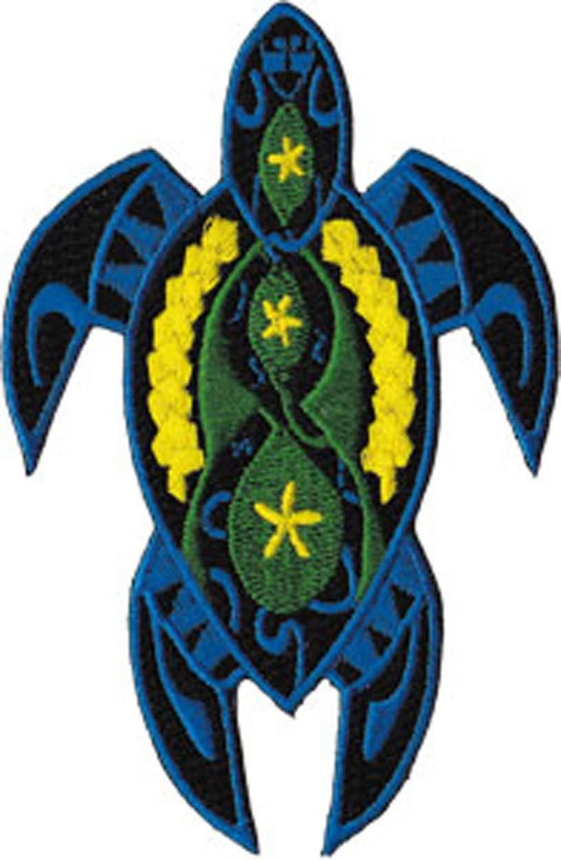 FANCY BLUE TURTLE Patch - Sea Turtle Animal Tribal Embroidered Patch Applique Craft Supply