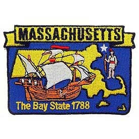 MASSACHUSETTS State Map Embroidered Patch Applique - USA United States of America Patch Craft Supply