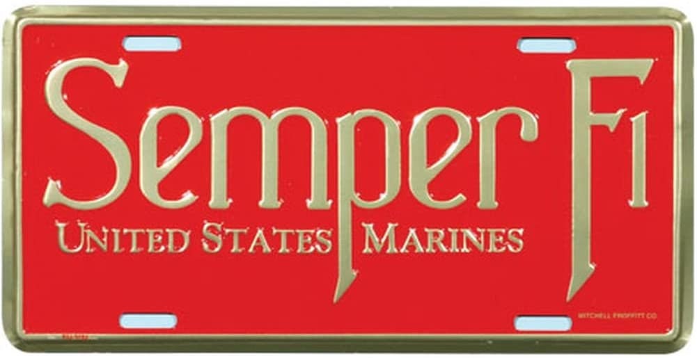 United States Marine Corps Semper Fi Metal License Plate - Military Vet Veteran - United States Marines USMC Semper Fi Craft Supply