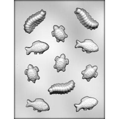 AQUATIC ANIMALS Assortment Chocolate Candy Mold -- Bugs Turtles Fish Craft Supply