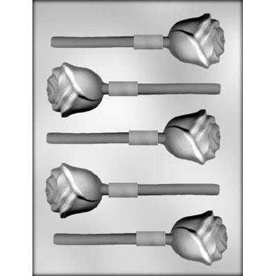 ROSE Sucker Chocolate Candy Mold -- Rose Bud Valentines Stem Craft Supply