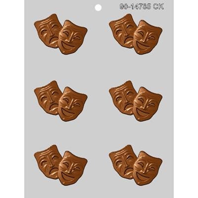 COMEDY TRAGEDY MASK Chocolate Candy Mold -- Live Performance Play Theater Craft Supply