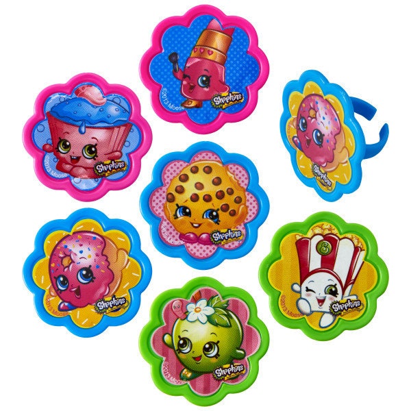 12 SHOPKINS Cupcake Rings - I Love Shopkins Cake Toppers for Birthday Party Decoration