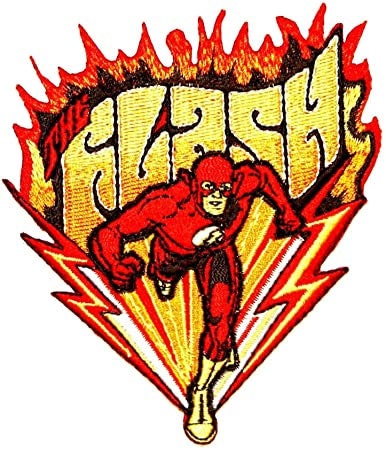 THE FLASH Running With Flames Patch - DC Comics Embroidered Patch Applique