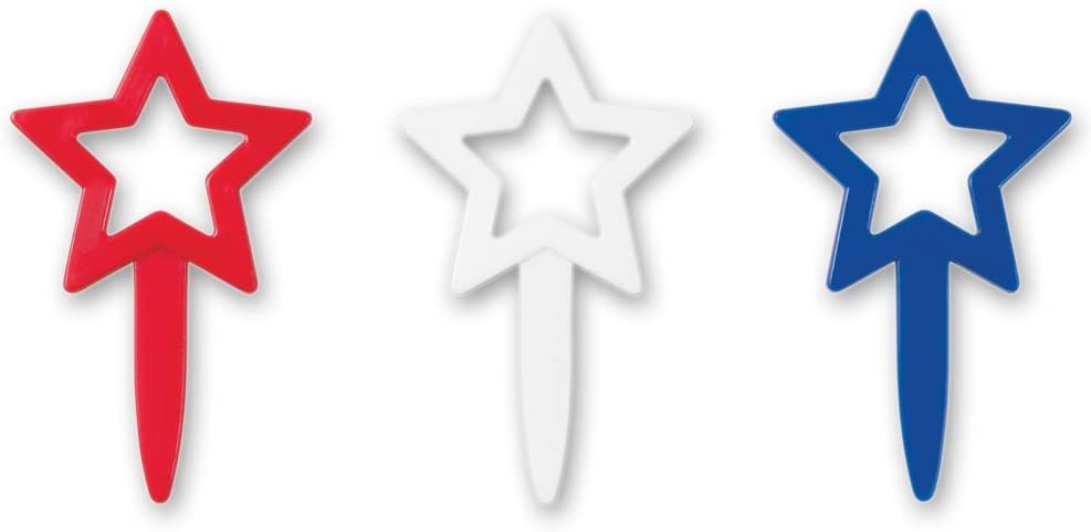 12 STAR CUTOUTS Cupcake Picks Cake Toppers for July 4th Independence Day Party Decoration Patriotism