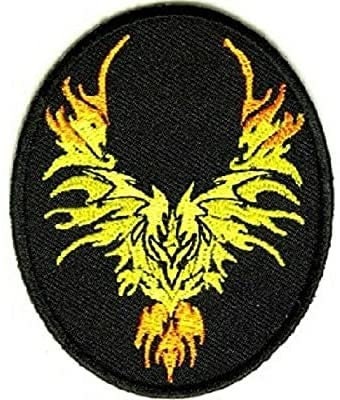 TRIBAL FLAMING EAGLE Patch - Biker Fantasy Cap Motorcycle Embroidered Patch Appliqué Craft Supply