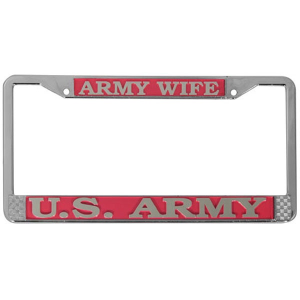 ARMY WIFE Metal Chrome License Plate Frame U.S. Army United States Military Craft Supply