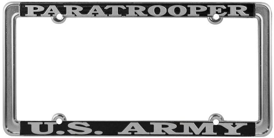 U.S. ARMY PARATROOPER Thin Rim Metal Chrome License Plate Frame United States Army Combat