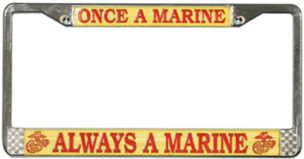 Once A Marine Always A Marine Chrome Metal License Plate Frame - U.S.M.C United States Marines Craft Supply