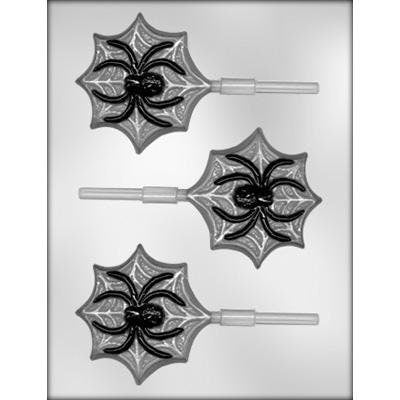 SPIDER ON WEB Sucker Hard Candy Mold Halloween