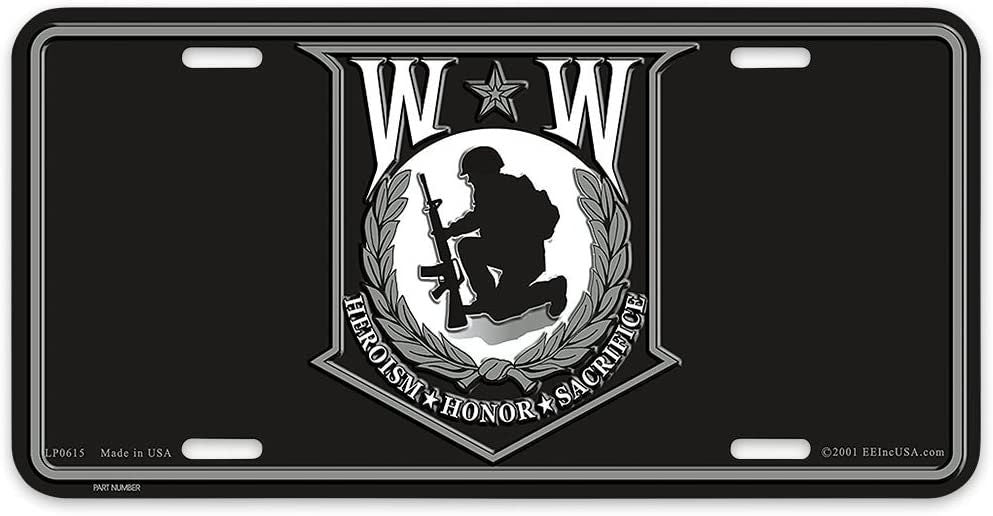 WOUNDED WARRIOR Military Metal License Plate - Veteran Charity Military Sept 11 Heroism Honor Sacrifice