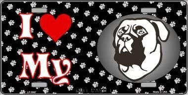 I Love My BULL MASTIFF Metal License Plate Sign Novelty Vanity Dog Lover Craft Supply