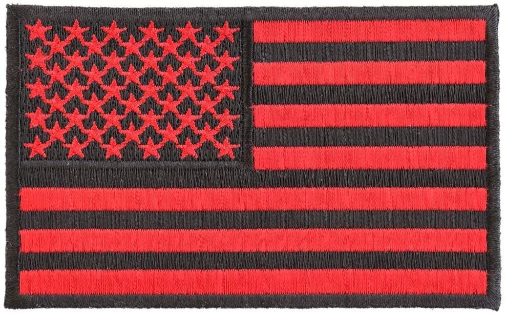 BLACK AND RED American Flag Biker Motorcycle Embroidered Patch Craft Supply