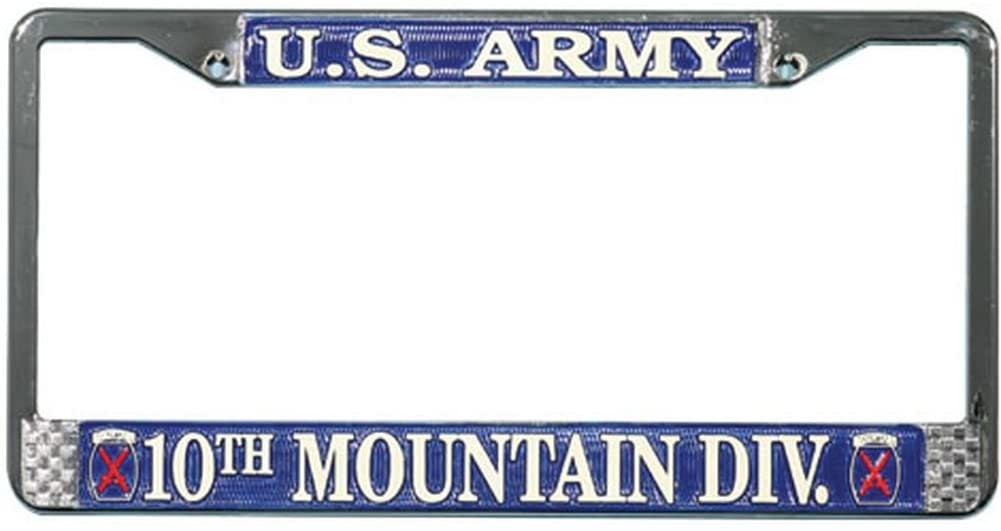 10th MOUNTAIN DIVISION Army Metal Chrome License Plate Frame U.S. Army United States Military Craft Supply