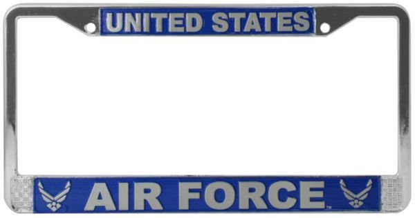 U.S. AIR FORCE Metal Chrome License Plate Frame United States Air Force Craft Supply