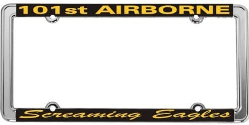 101st AIRBORNE SCREAMING EAGLES Army Thin Rim Metal Chrome License Plate Frame United States Army Craft Supply