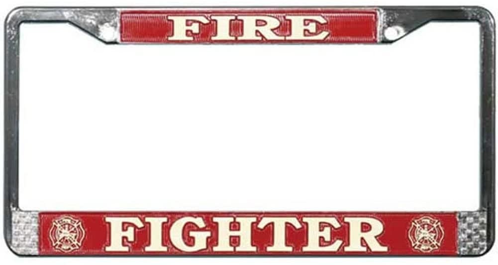 FIRE FIGHTER Metal License Plate Frame - Firefighter Ems Emt First Responders