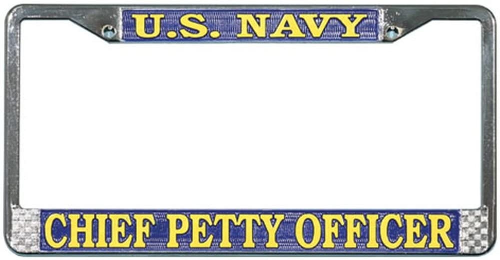 CHIEF PETTY OFFICER Navy Metal Chrome License Plate Frame - Usn United States U.S. Navy Craft Supply