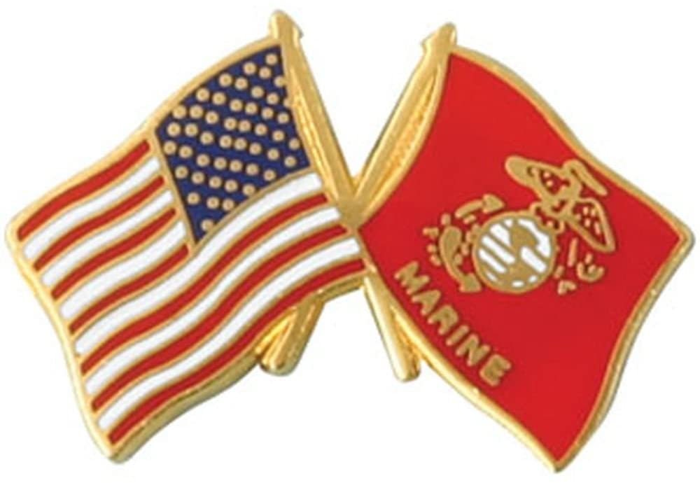 U.S. MARINE CORPS Crossed Flags Lapel Pin - United States Enamel Pin for Backpack Tie Shirt Trading Button Pinback Craft Supply