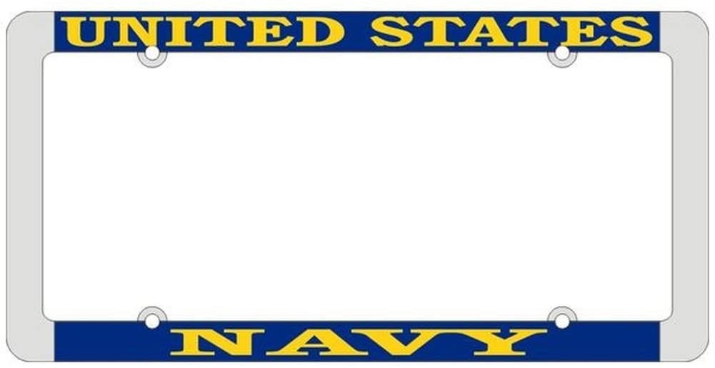 UNITED STATES NAVY Thin Rim Metal Chrome License Plate Frame United States U.S. Navy Craft Supply