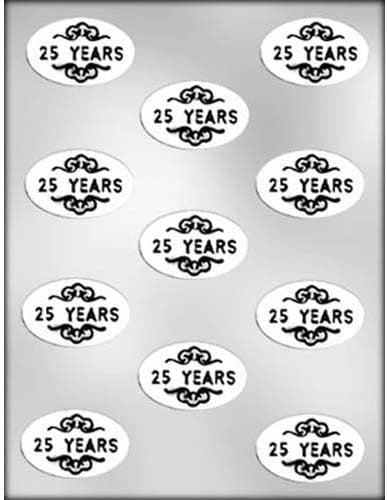 25 YEARS Oval Pieces Chocolate Candy Mold -- 25th Anniversary Celebration Craft Supply