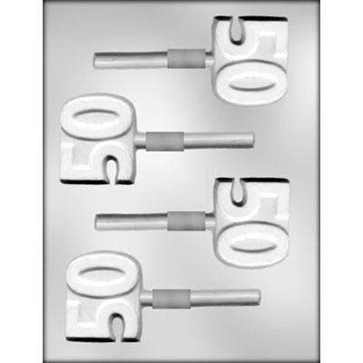 NUMBER 50 Sucker Chocolate Candy Mold -- Fifty 50th Anniversary Craft Supply