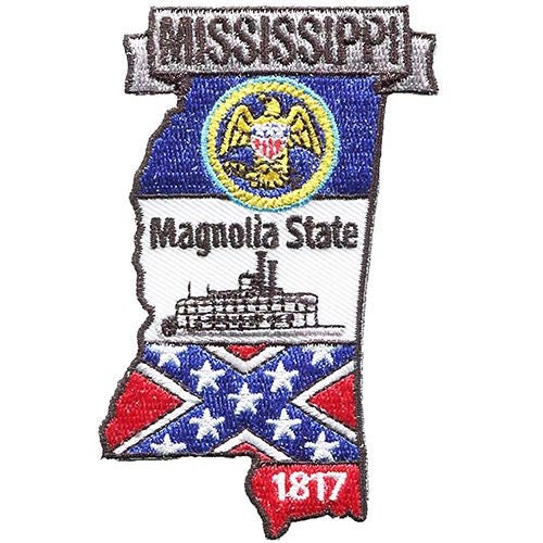 MISSISSIPPI State Map Embroidered Patch Applique - USA United States of America Patch