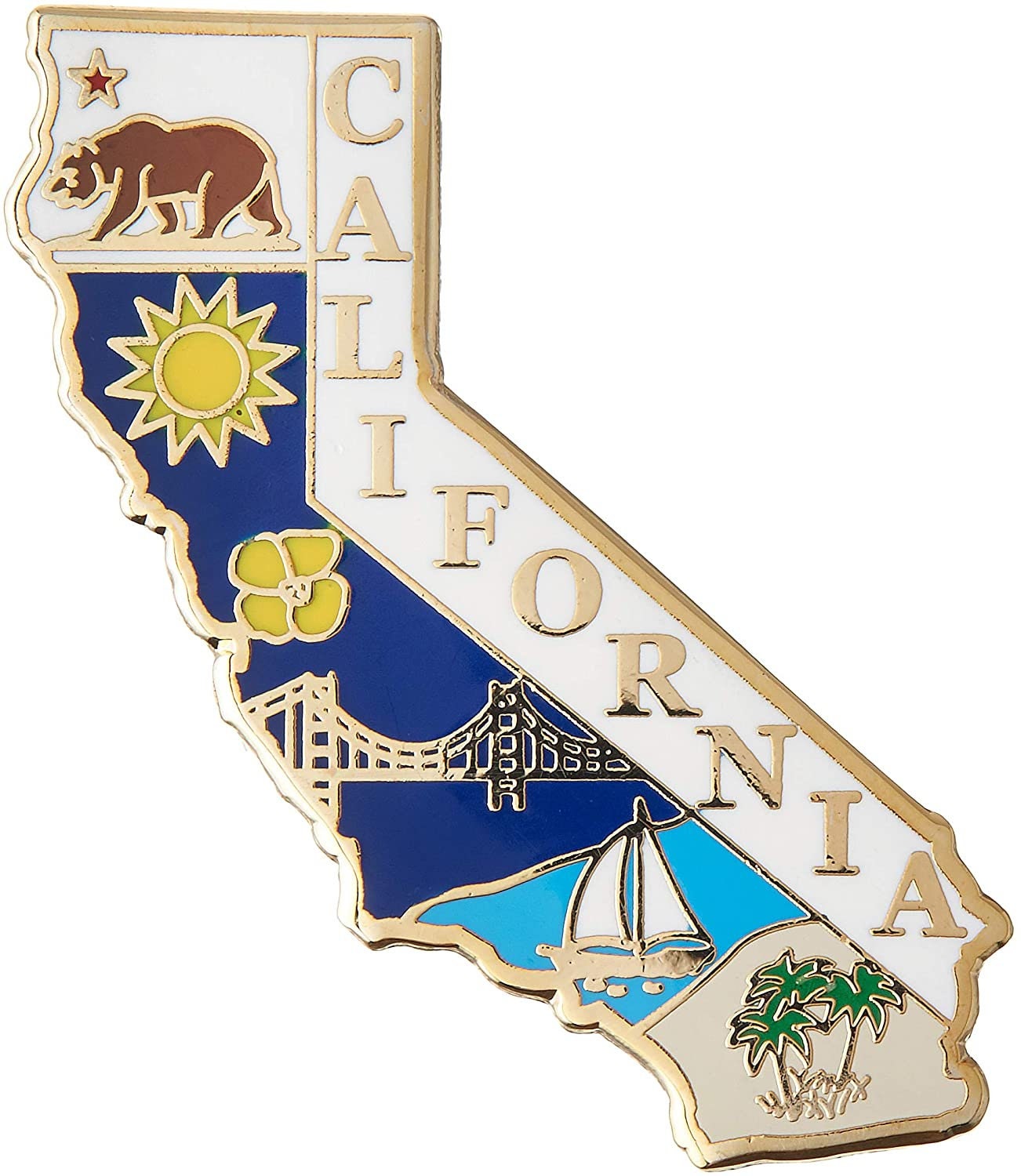 CALIFORNIA STATE Map Lapel Pin - Enamel Pin for Backpack Tie Shirt Trading Button Pinback Craft Supply