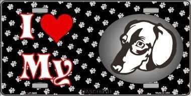 I Love My DASCHUND Metal License Plate Sign Novelty Vanity Dog Lover Craft Supply
