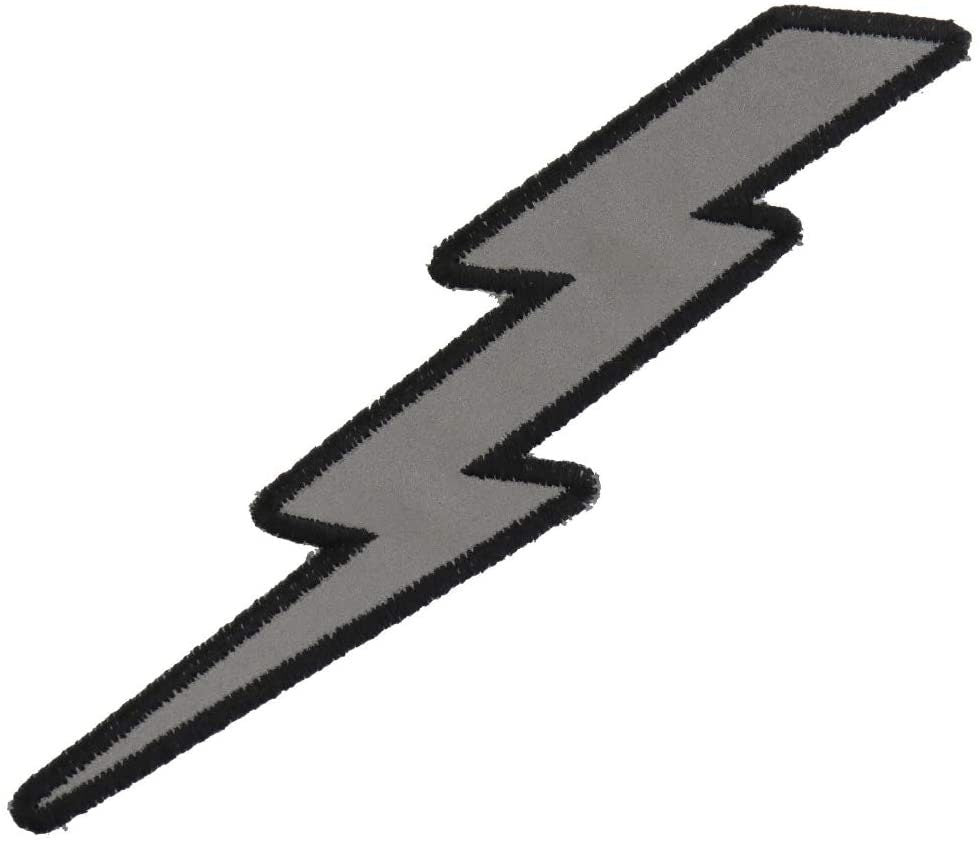 REFLECTIVE LIGHTNING BOLT Left Biker Motorcycle Embroidered Patch Craft Supply