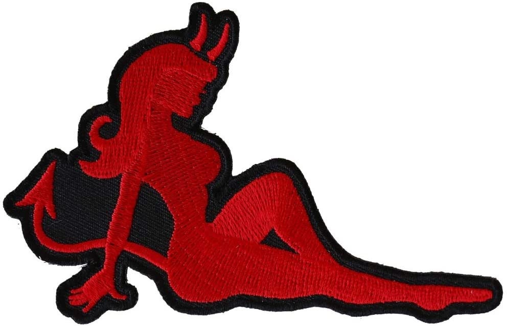 DEVIL GIRL Red Patch - Embroidered Patch Appliqué Craft Supply