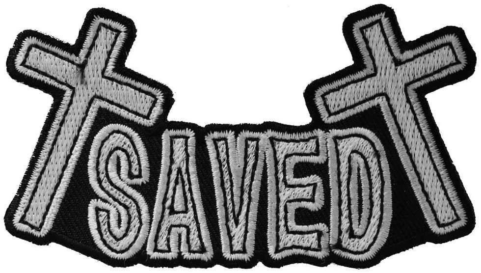SAVED Christian Biker Patch - Embroidered Patch Appliqué Craft Supply
