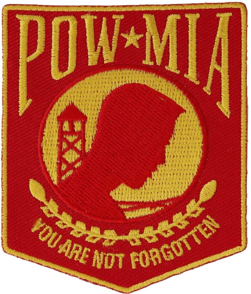 POW MIA Red and Yellow Crest Patch - Embroidered Patch Appliqué United States Military Craft Supply