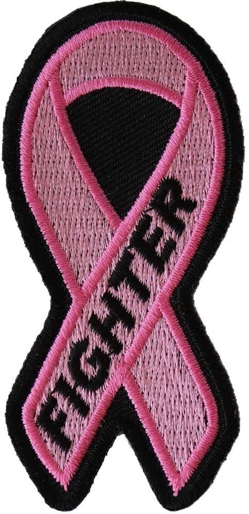 BREAST CANCER FIGHTER Pink Ribbon Patch - Awareness Embroidered Patch Appliqué Craft Supply