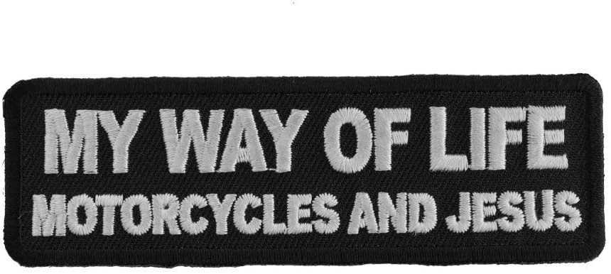 My Way of Life Motorcycles and Jesus Patch - Christian Biker Embroidered Patch Appliqué Craft Supply