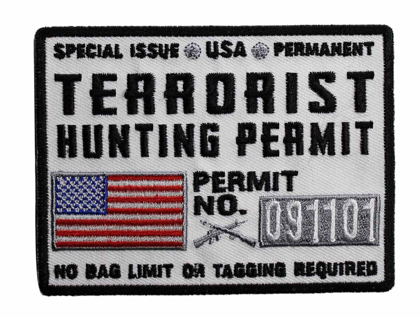 Terrorist Hunting Permit Patch - Flag Military Embroidered Patch Appliqué Craft Supply
