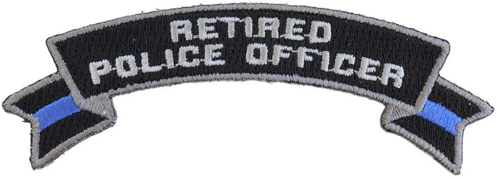 RETIRED POLICE OFFICER Rocker Patch - Thin Blue Line Police Law Enforcement Embroidered Patch Craft Supply