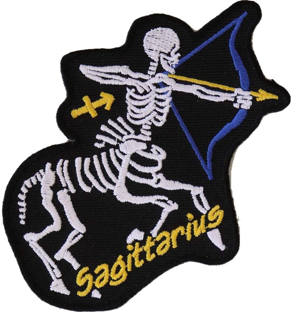 SAGITTARIUS Skull Zodiac Sign Patch - Embroidered Patch Appliqué Craft Supply