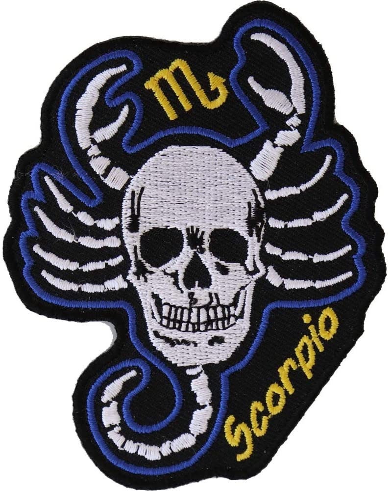 SCORPIO Skull Zodiac Sign Patch - Embroidered Patch Appliqué