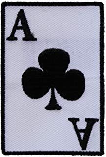 ACE OF CLUBS Embroidered Patch - Biker Motorcycle Cards Club Craft Supply