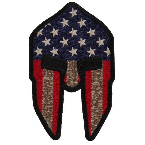 Spartan Helmet US Flag Patch - Molon Labe Spartan Patriotic United States Flag Embroidered Patch Craft Supply
