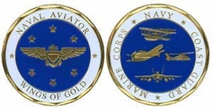 Naval Aviator Wings Of Gold Challenge Coin - United States Navy USN Military Good Luck Double Sided Collectible Challenge Coin Craft Supply
