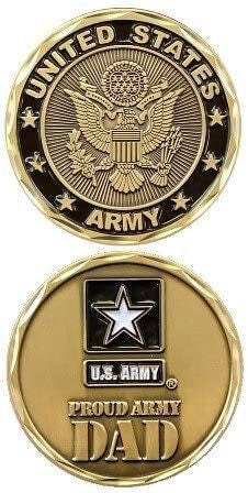 Proud Army Dad Challenge Coin - United States Army Military Good Luck Double Sided Collectible Challenge Coin Craft Supply