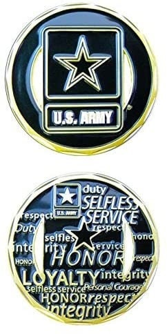 Army Values Cut Out Challenge Coin - United States Army Military Good Luck Double Sided Collectible Challenge Coin