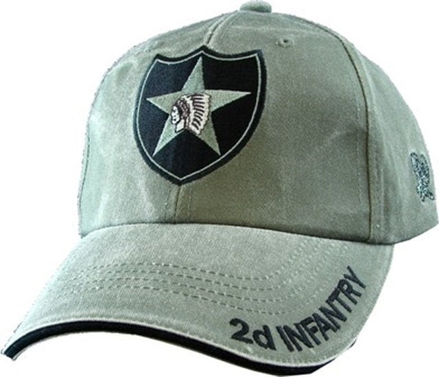 Army 2nd Infantry Division OD Green Embroidered Cap Hat - United States Army 2nd Infantry Second to None Craft Supply